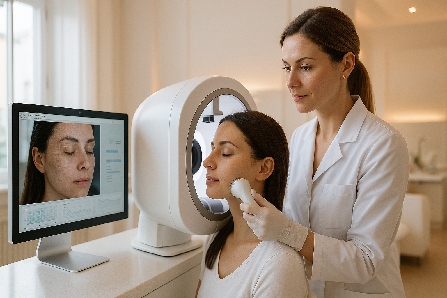 Analisi professionale della pelle con strumentazione avanzata presso centro estetico Adorance Beauty Napoli